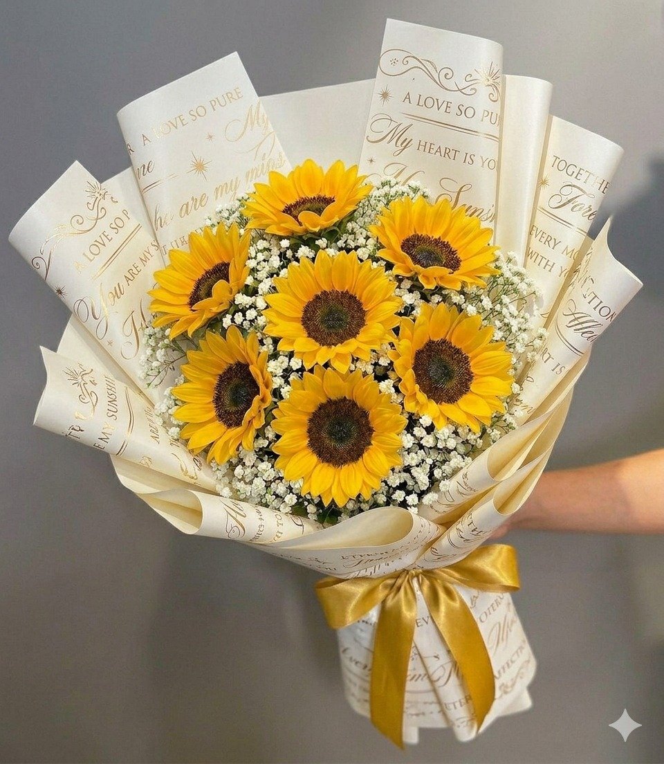 Buquê 6 Girassóis com Mosquitinhos — Floricultura Salvador