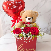 Cesta Amor e Ternura — Urso, Rosas e Balão Coração — Dia dos Namorados Salvador