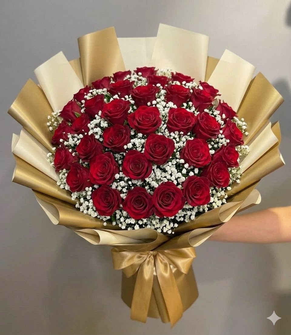 Buquê Premium 30 Rosas Vermelhas