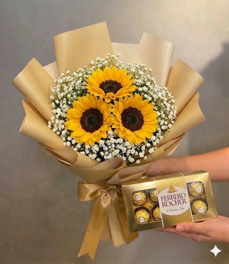 Ramalhete de Girassóis + Ferrero Rocher